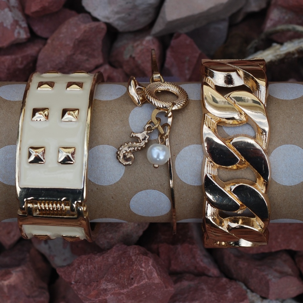 Seven Gold Tone Fashion Bracelets